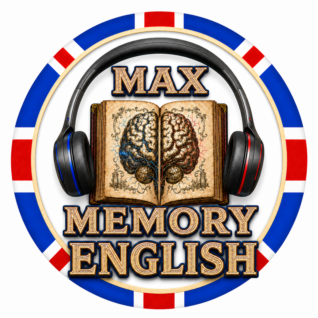 An antique book with a brain illustration and modern headphones